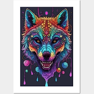 Psychedelic wolf Posters and Art